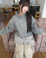 Peon Pigment-Washed Two-Way Crop Hoodie Zip-Up