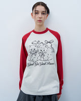 RIBBON CATS RAGLAN LONG SLEEVE-RED