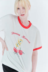 チェリーリンガーTシャツ_クリーム/レッド