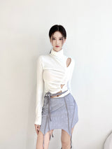 1080. Cut out leather strap mini sk (2color)