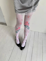 Pink rose white stockings