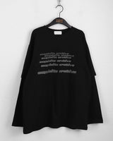 キレイレタリングオーバーフィットショートスリーブレイヤードロングスリーブTシャツ