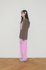 KIRING CHECK PATCH SWEAT PANTS (CHERRY PINK)