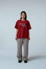 EEERRR Distorted logo over-crop fit T-shirt (Wine)