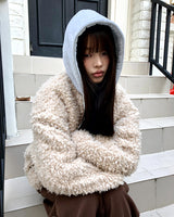 Sell Teddy Fur Color-Block quilted lining  Hooded Zip-Up Jumper