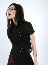 ASYMMETRIC STRIPE SHIRTS [BLACK]
