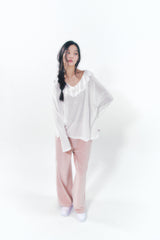 Velvet Lace Track Pants Pink