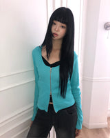 ムイティワッフルフーデッドジップアップ