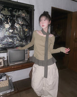 (2color) Frill Pocket Wide Cotton Buckle Pants