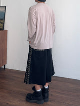 リネン ルーズフィット ラウンド ロングスリーブ Tシャツ (5color) (No.966)