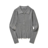 (DUC) Zip-Up Cardigan Gray