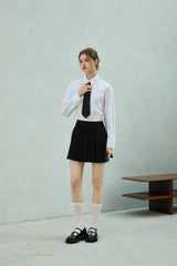 UNBALANCE SHIRRING SHIRT / WHITE