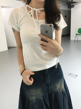 メリードットリボンクロップTシャツ (3c)