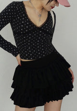 FLORAL V-NECK LACE CROP TOP