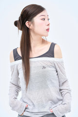 オフショルダーレイヤードTシャツ / off shoulder layered TEE