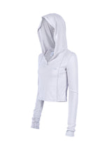 WARM CROP HOODIE_Ice Gray