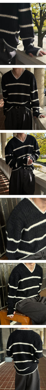 [F/W] ストライプアンゴラウォーマーニット(4色)