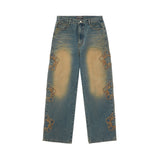 [ULKIN] MUGUNG Applique Washed Denim Pants_Indigo