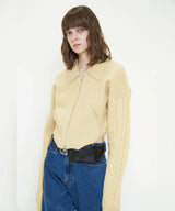 CUTTING DOUBLE ZIP KNIT CARDIGAN