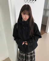 Huen ハイネック ダッフル オーバーサイズ ウール フードミディコート