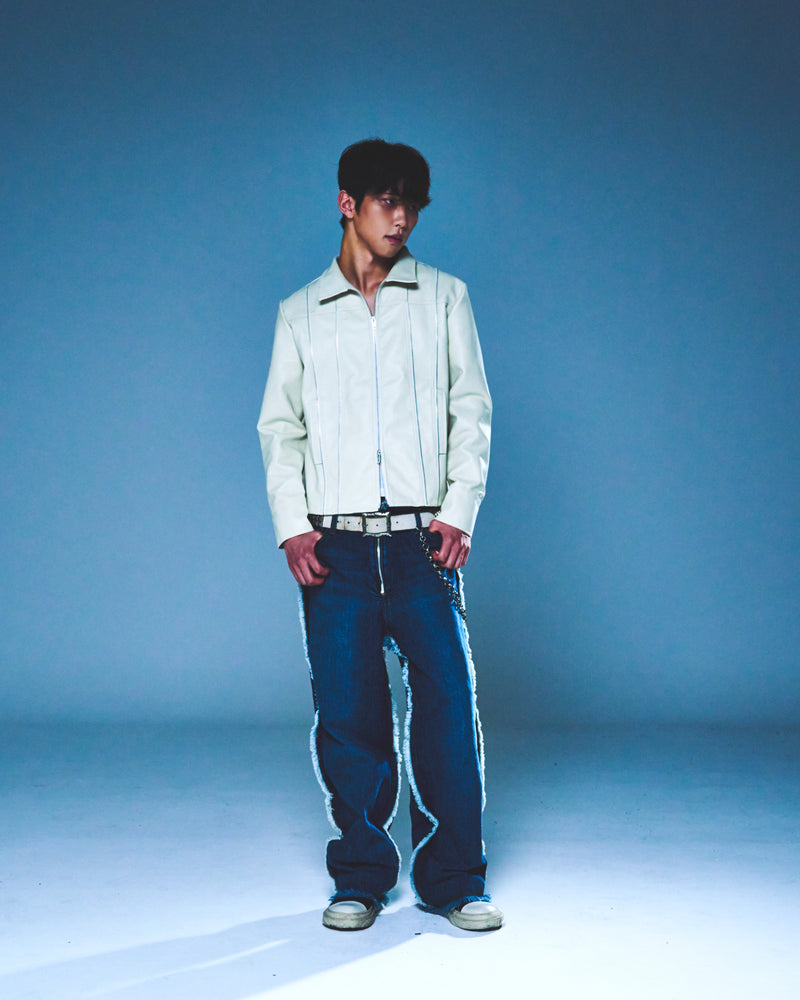 DENIM LINE ZIPPER JACKET (IVORY)