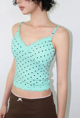 [with cup] プチドット レース スリーブレス