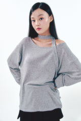 Knit Tie Long Sleeve Set Gray