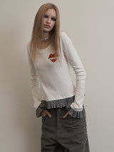 CHECK FRILL TOP