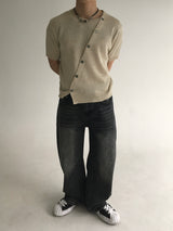 diagonal slick cardigan(4colors)