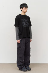 グランジロックレイヤード長袖Tシャツ