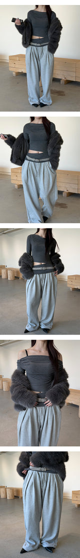 [Unisex] ディープタックワイドスウェットパンツ(3color)