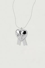 [925SILVER] ADORN HEART RIBBON NECKLACE