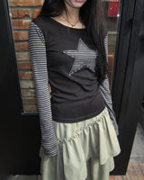 エミュスターパッチストライプロングスリーブTシャツ