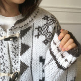 Enin Nordic duffle Button Short Knit Cardigan