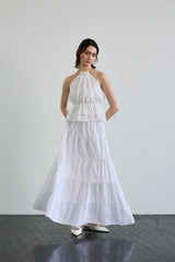 PEARL HALTERNECK TOP / WHITE