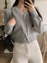 Daily V-neck Crop Knit Cardigan (9color)