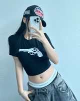 BANG BANG GUN CROP T🖤❤🤍 - 2 COLORS