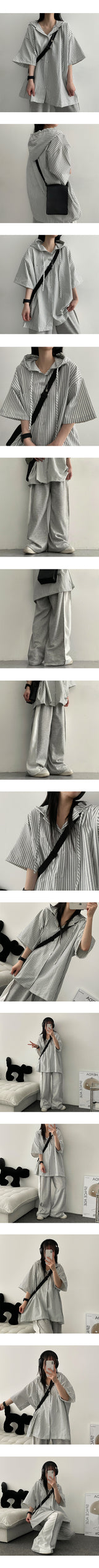 Luck on Linen Stripe Hooded Shirt