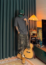 One-Tuck Camo Shorts 