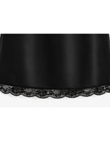 Fleurine Lace Ribbon Tulip Mini Dress Black