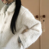 Venett Round Button Fur Short Jacket Coat