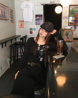 Lace black cotton pants