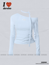 Sky Choker Unbalanced Off-Shoulder Long Sleeve T-Shirt