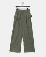 Corit keyring layered nylon two-way banding wide long pants