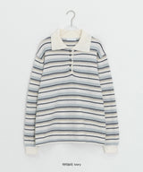 Kentally Stripe Collar Over Wool Knit