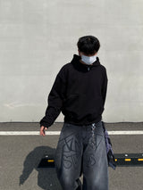 Louis High-Neck Muji Cropped Hoodie 3C