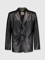 Circle Leather Blazer (Black)