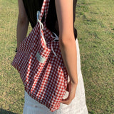 hacey checked ribbon shoulder bag [red]