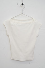 Boat Neck Ribbed Top (White)