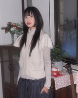 (2color) Pocket Wool Flare Half-Sleeve Cardigan